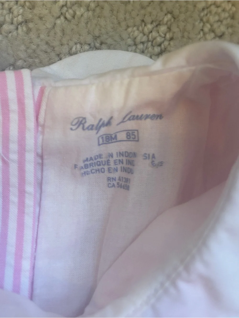 Ralph Lauren Pink Seersucker Dress with White Peter Pan Collar & Fancy Pants - Picture 3 of 4